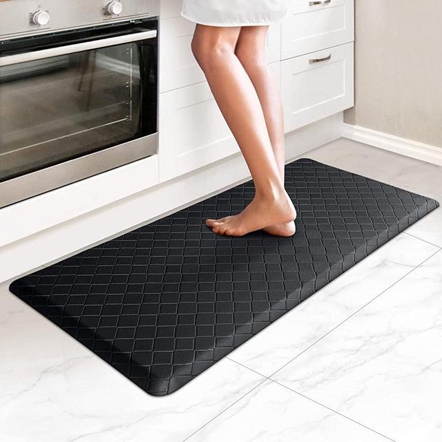 KITCHEN MAT Cushioned Comfort Anti-Fatigue Rug Memory Foam Black 2ct  KITCHEN MAT