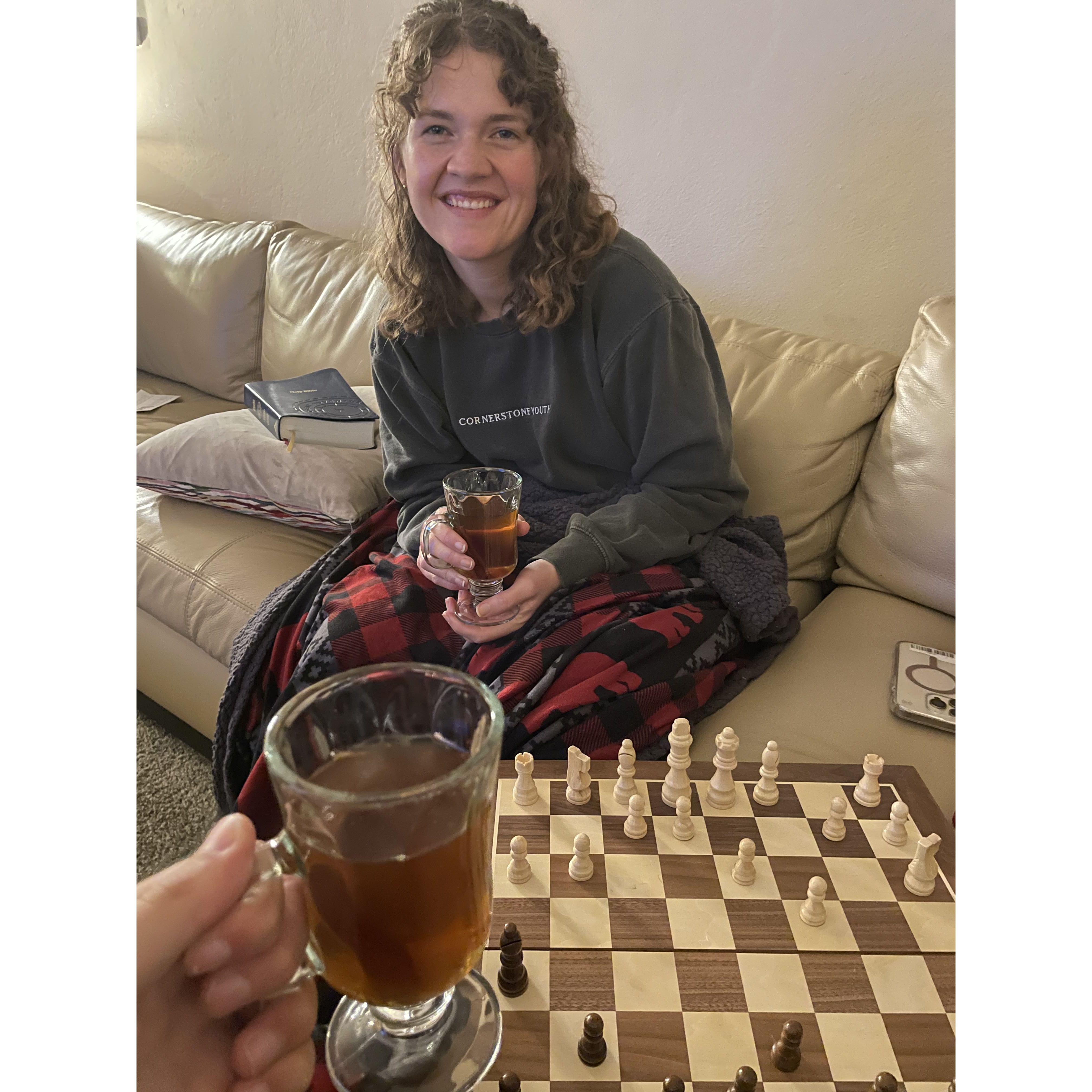 Our first date was playing chess.