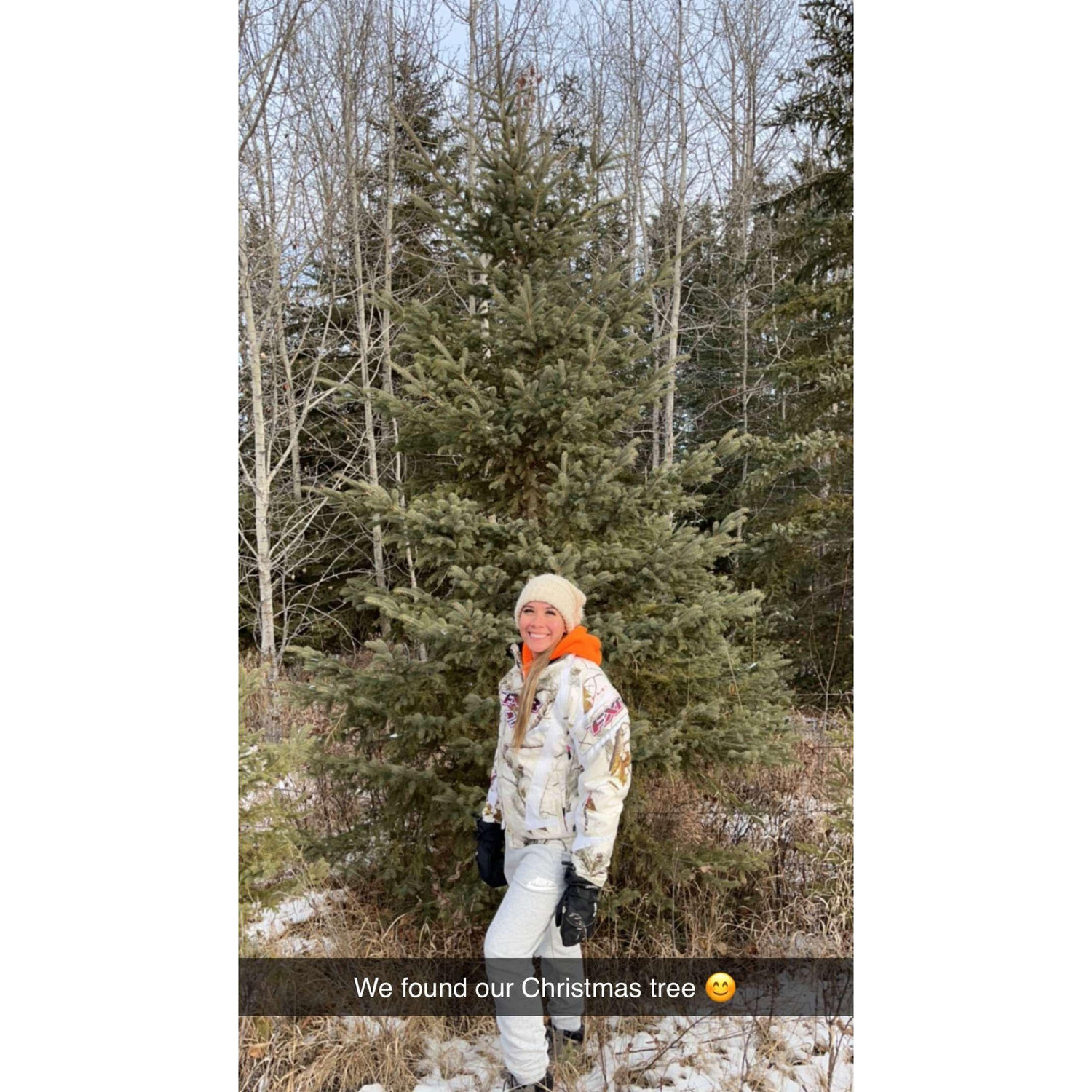 This was our first Christmas Tree together, found on the back property.
