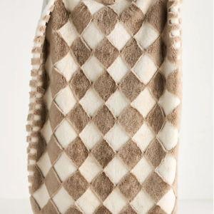Chella Checkered Faux Fur Throw Blanket (Ivory)