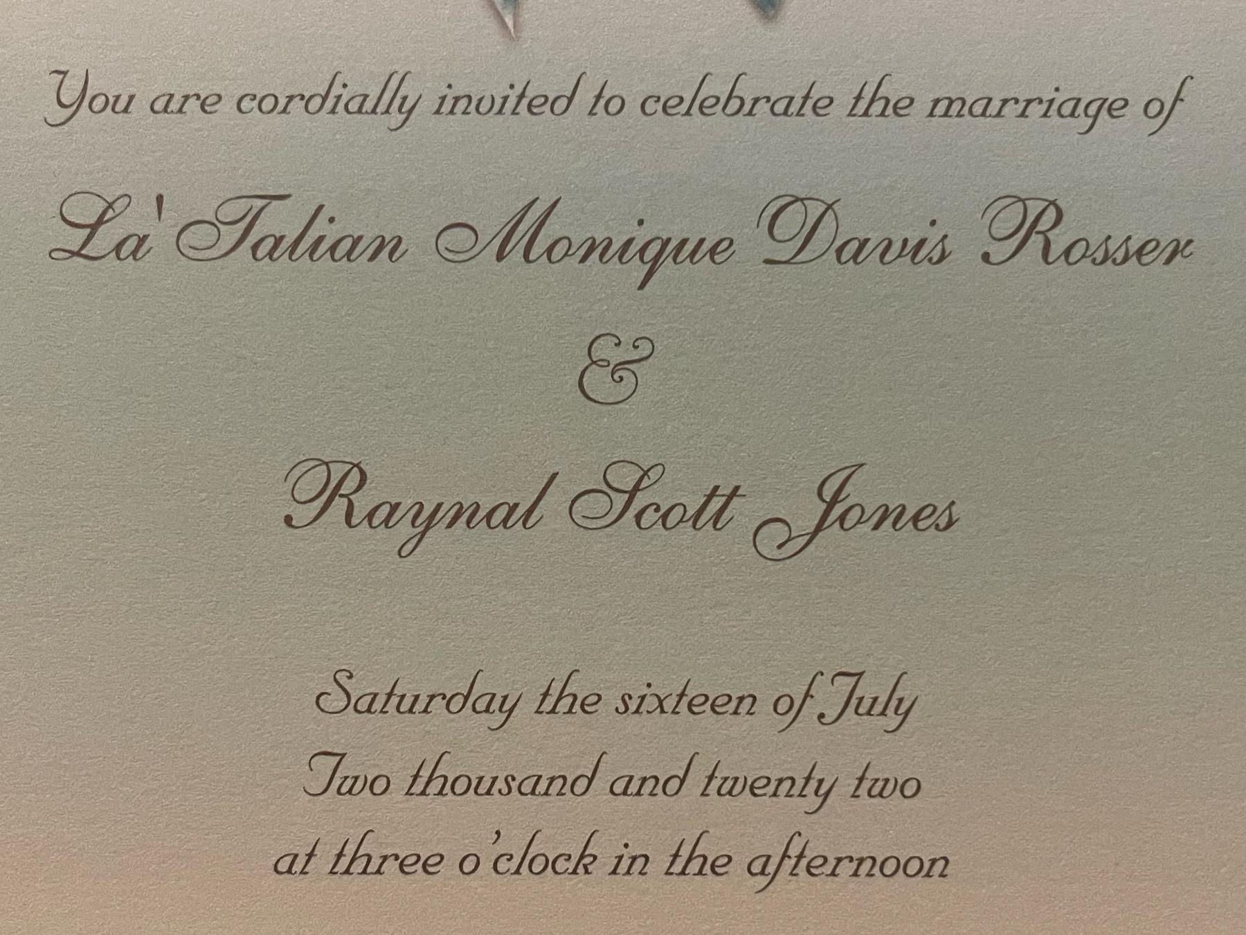 The Wedding Website of La'Talian Davis Rosser and Raynal Jones