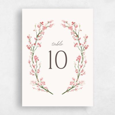 Pink Wedding Table Number - Allamia