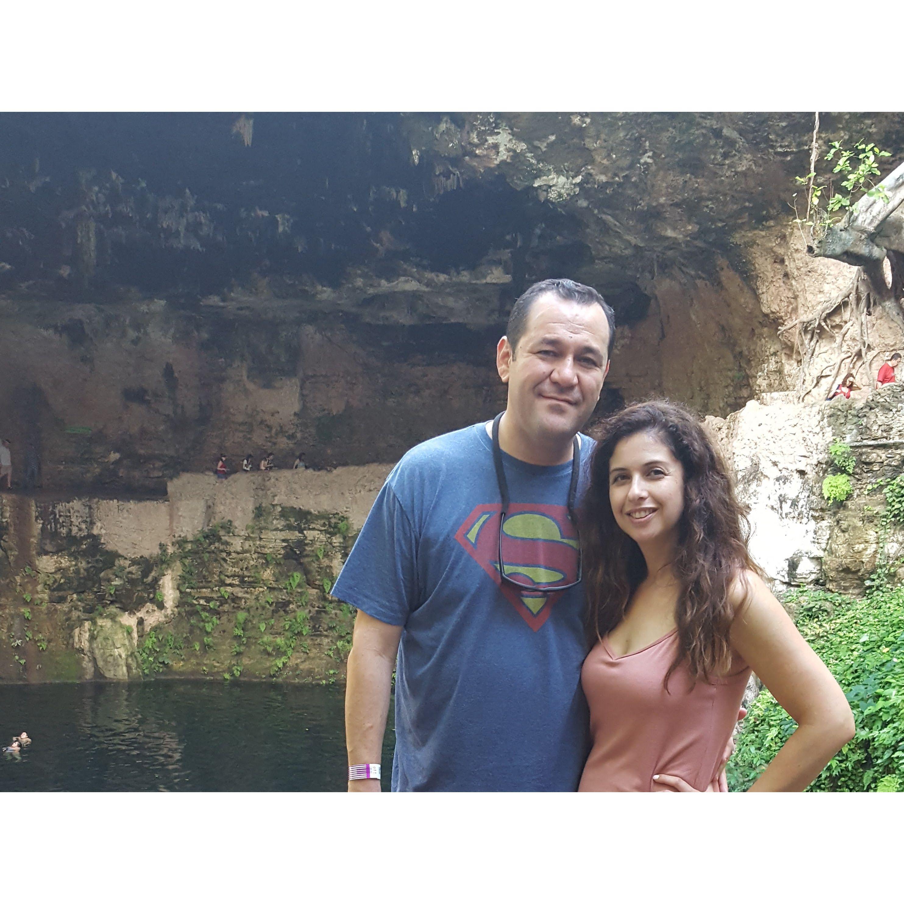 Visiting a Cenote on our way to Chichen Itza