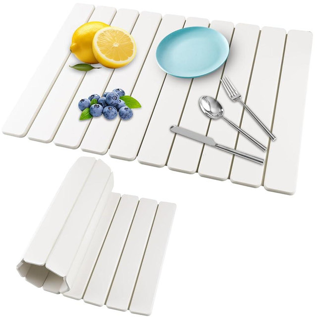 Stone Drying Mat for Kitchen Counter - Diatomaceous Earth Dish Drying Mat, Foldable Absorbent Stone Bath Mat for Dishes & Utensils, Quick Dry Non-Slip 24x16 Inch, Stone Dish Drying Rack for Sink​