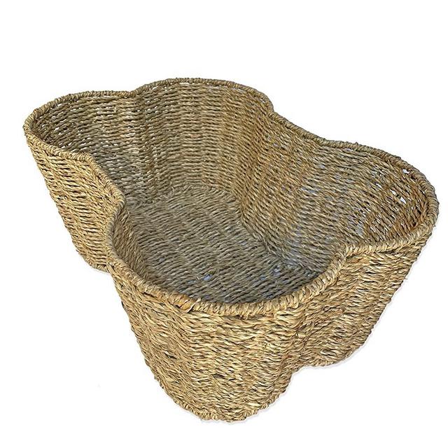 OtterPets Toy Bin for Pets, Bone Shape Basket, Seagrass Storage, Handmade, Dog Toy Bin Organizer