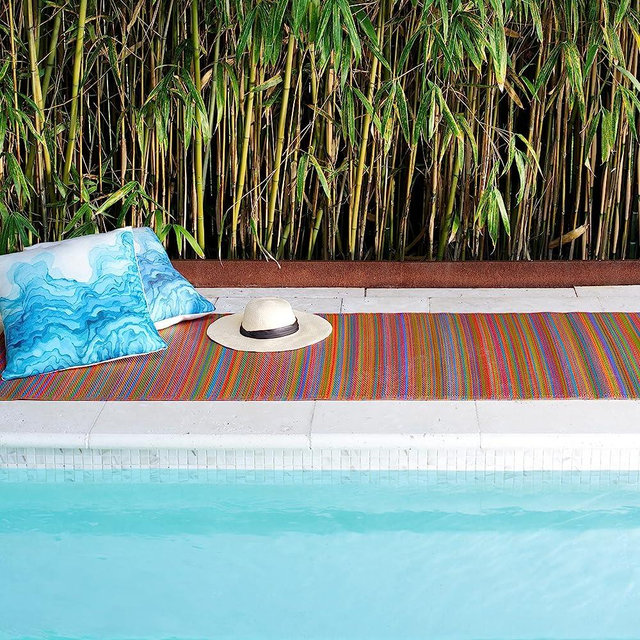 Fab Habitat Outdoor Rug - Waterproof, Fade Resistant, Crease-Free - Premium Recycled Plastic - Striped - Porch, Deck, Balcony, Mudroom, Laundry Room, Patio - Cancun - Multicolor - 3 x 5 ft