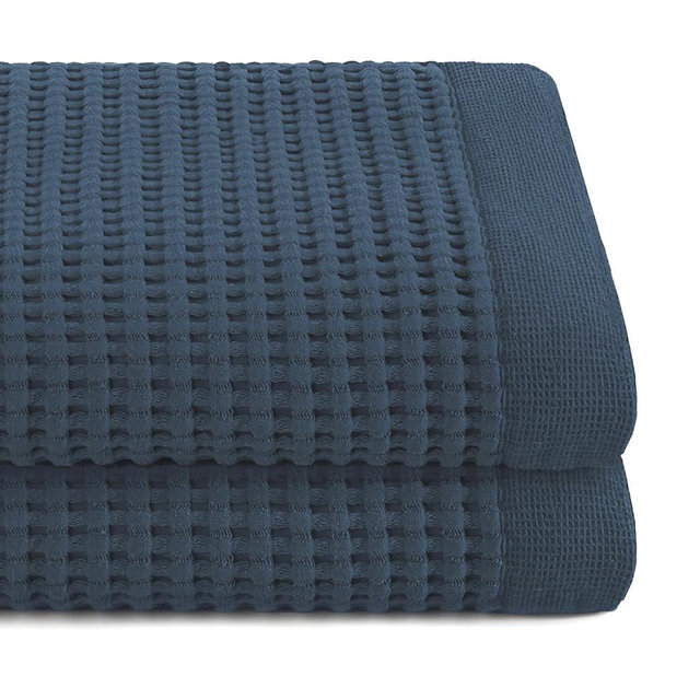 GILDEN TREE Waffle Towels for Bathroom Luxury Bath Towels, 100% Cotton Bath Towels, Quick Dry Towel, Thin Super Absorbent Lint Free Shower Towels, Bath Towels Set of 2, Modern Style (Midnight Blue)