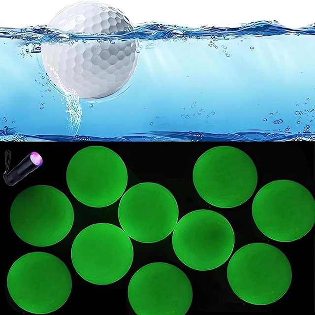 Aolowewin Glow in The Dark & Floater Golf Balls, Luminous Float Balls, Glow Floating Practice Ball, Night & Water Golf Ball, Light Up for 20-30 Mins, with 1x UV Flashlight