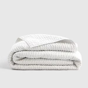 European Linen Cotton Stitch Quilt in White