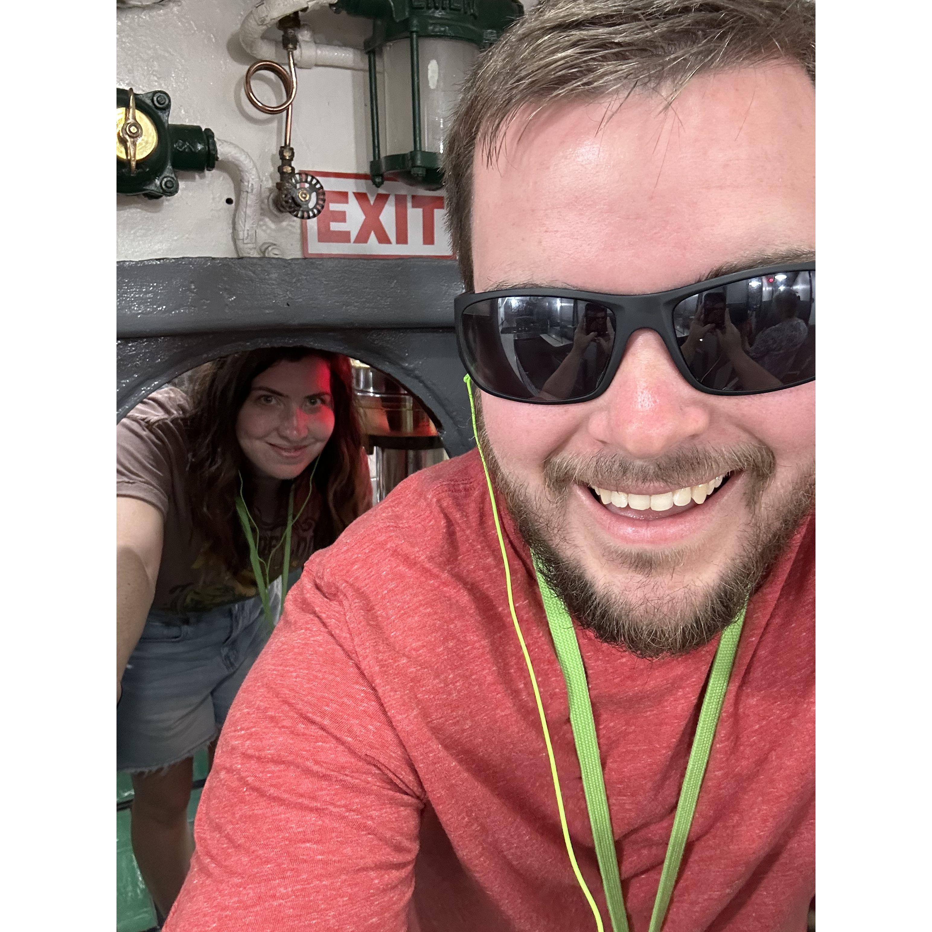 Exploring a submarine at Pearl Harbor