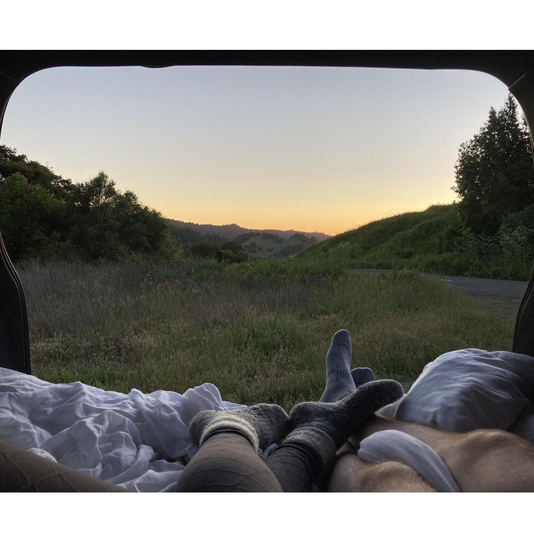Watching the sunset is better in thick socks. With love, from Mendo.