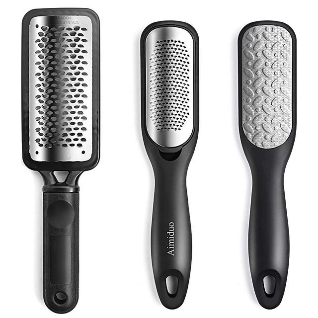 Foot File Callus Remover,Colossal Foot Rasp and Professional Foot Scrubber Pedicure Kit to Remove Hard Skin for Wet and Dry Feet,Surgical Grade Stainless Steel File (black and silvery)