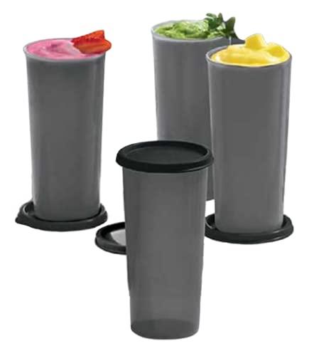 NewTupperware Straight 16oz / 470ml Stacking Tumbler Set of 4 Black