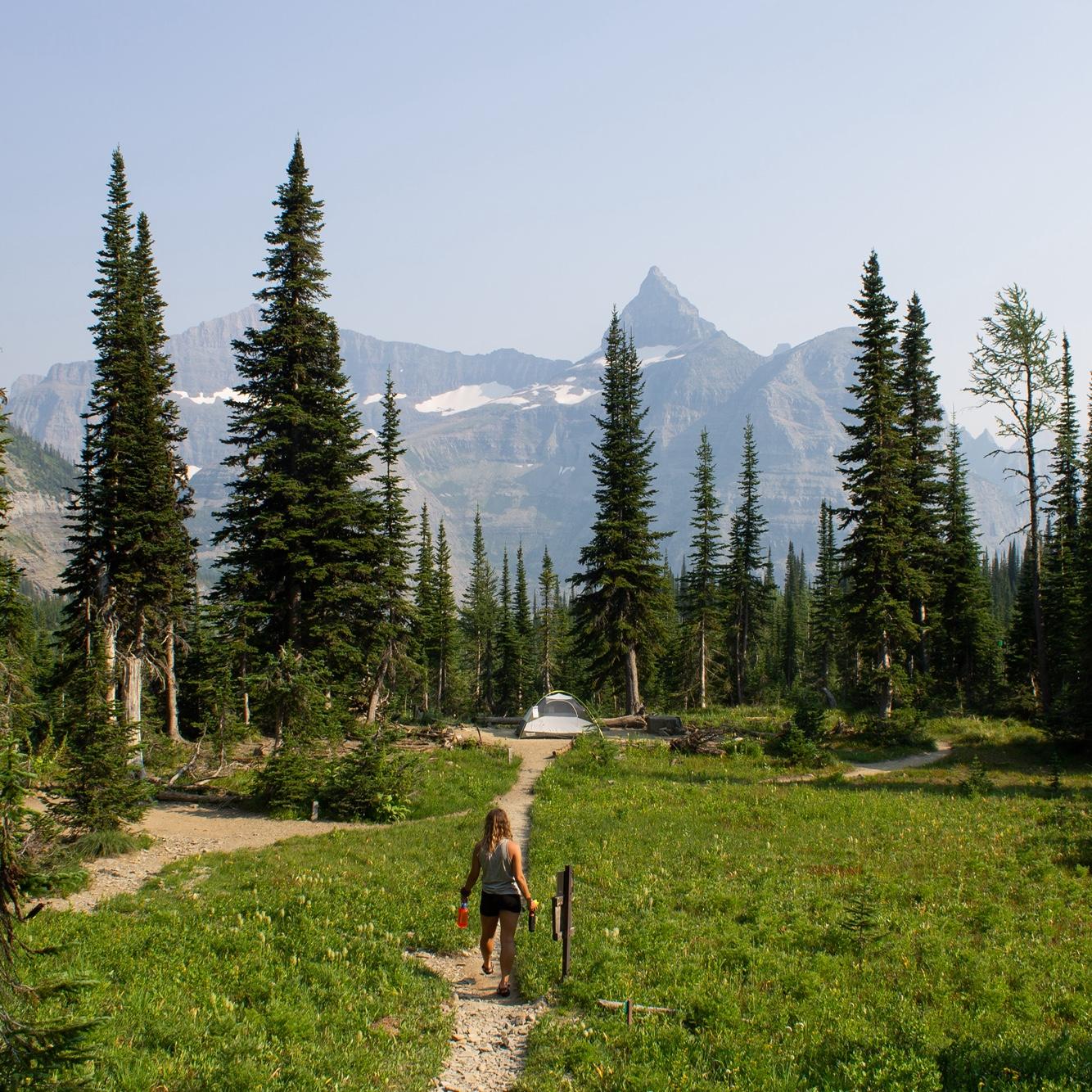 Hole in the Wall Campsite. Backpacking in Glacier National Park, Montana. Summer 2018