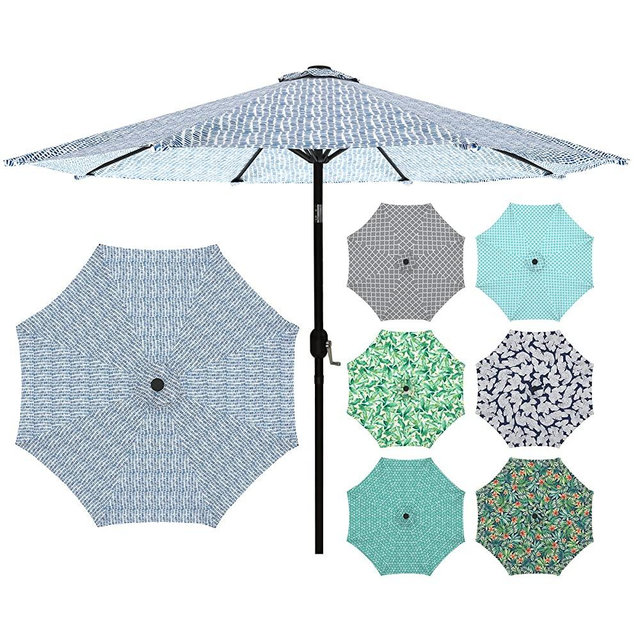 LVTXIII 9ft Patio Umbrella Outdoor Fade-Resistant Table Umbrella, 8 Ribs Market Umbrella with Push Button Tilt and Crank