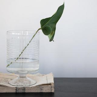 Etched Lines Glass Footed Hurricane