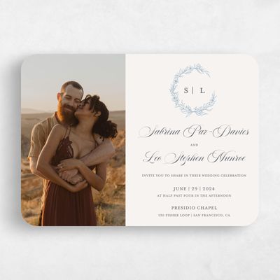 Beige Rounded Wedding Invitation - Goundry Photo