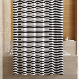 Rhesi Black and White Stripe Shower Curtain