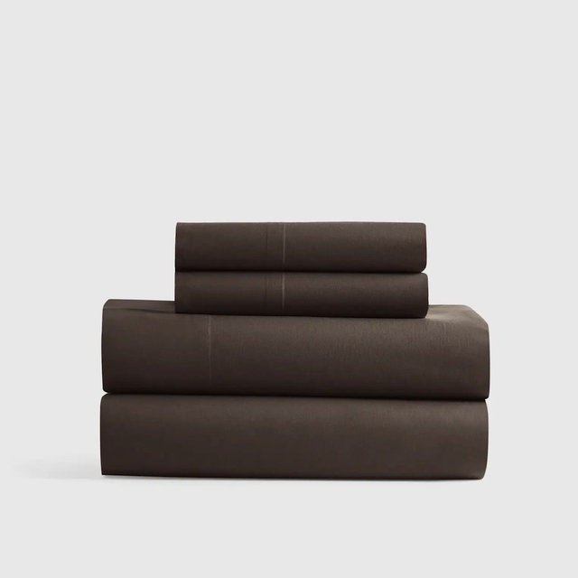 Organic Crisp Percale Sheet Set - Queen Espresso