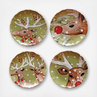 Deer Friends Holiday Salad Plate, Set of 4