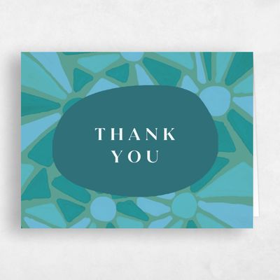 Blue Whimsical Wedding Thank You - Barcelona Landscape