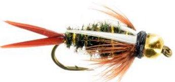 Feeder Creek Prince Bead Head Nymph Fly, One Dozen Fly Fishing Wet Flies for Trout Bass Steelhead, 7