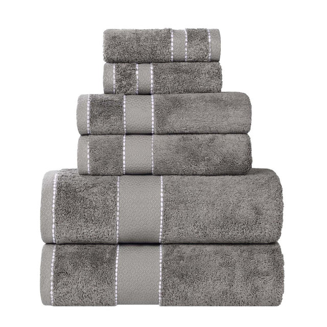 Cotton Heavyweight Ultra-Plush Luxury 6 Piece Towel Set, Charcoal - Blue Nile Mills
