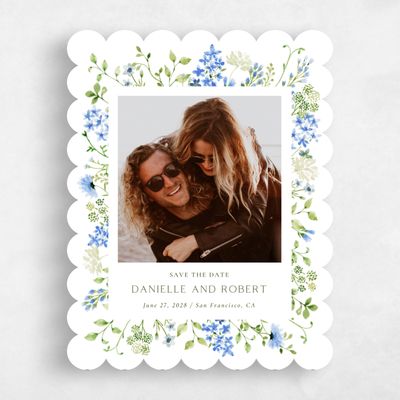 Blue Scalloped Wedding Save the Date - Rydal Photo