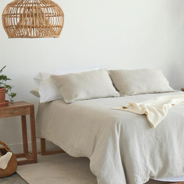 Natural Linen Duvet Cover - King - natural color