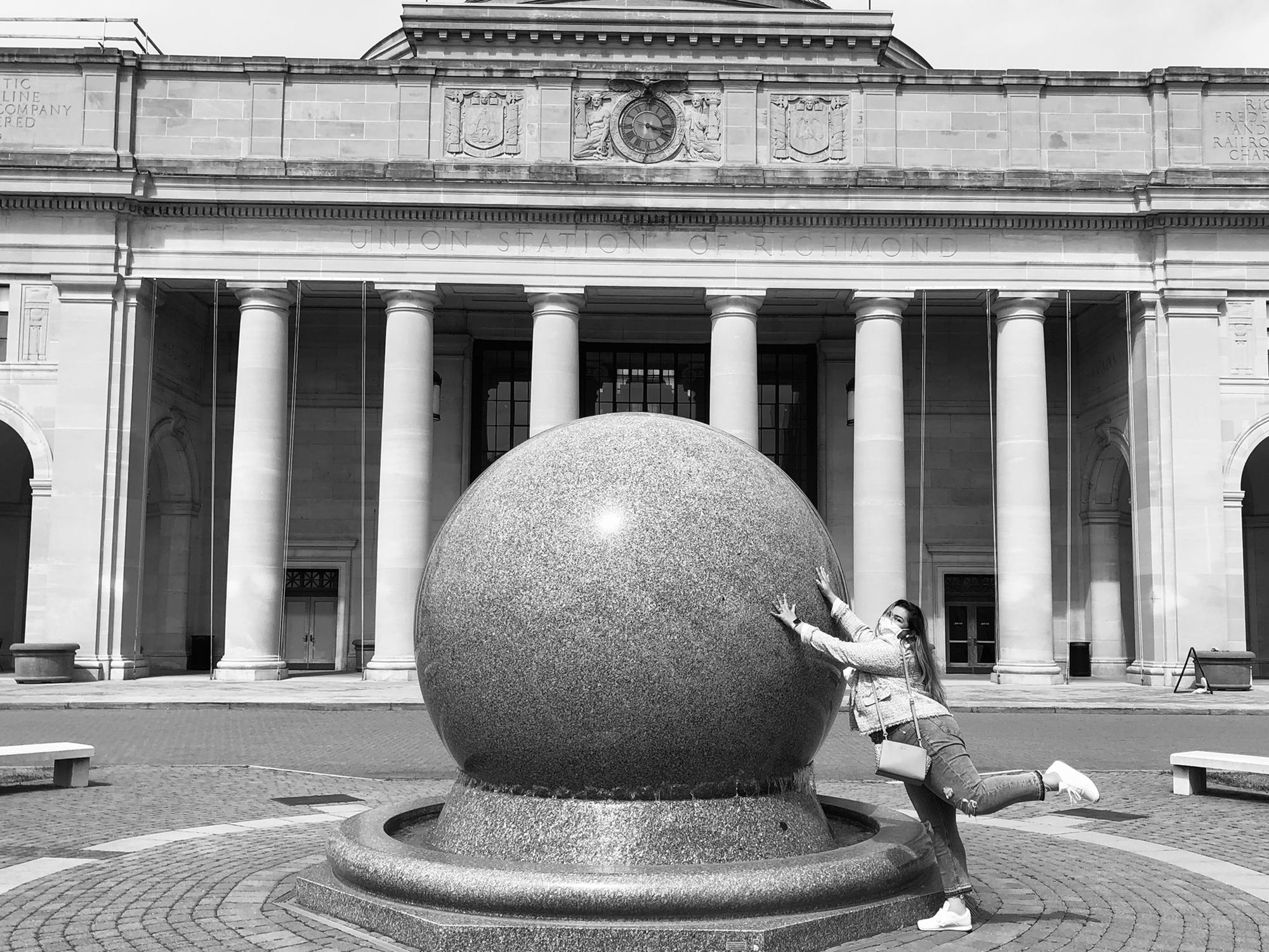 Trying to push the floating sphere to roll away