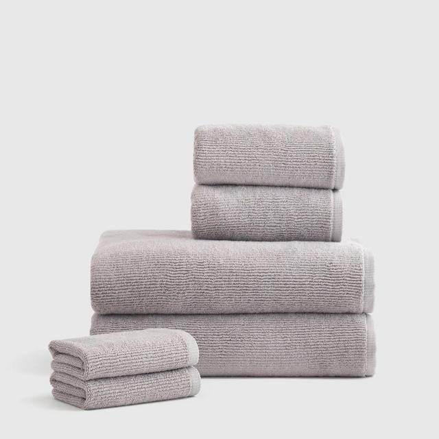 Turkish Ribbed Quick Dry Bath Towel Bundle in Grey