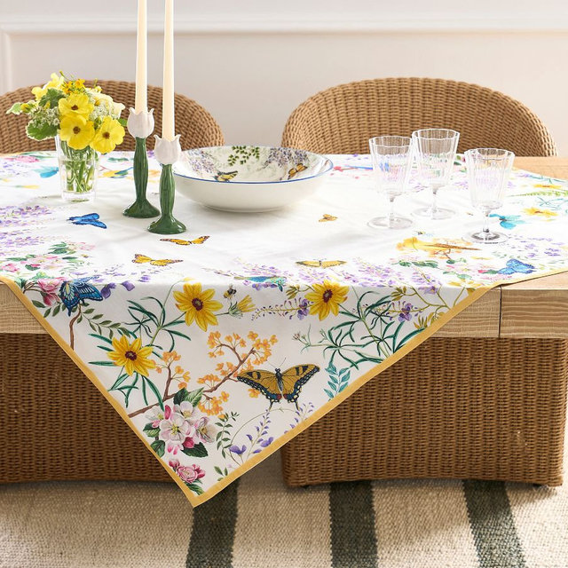 Meadow Cotton Table Throw, 50" x 50" - Multi