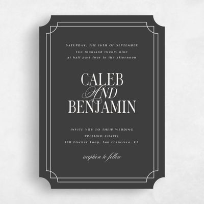 Grey Ticket Wedding Invitation - Cato Portrait