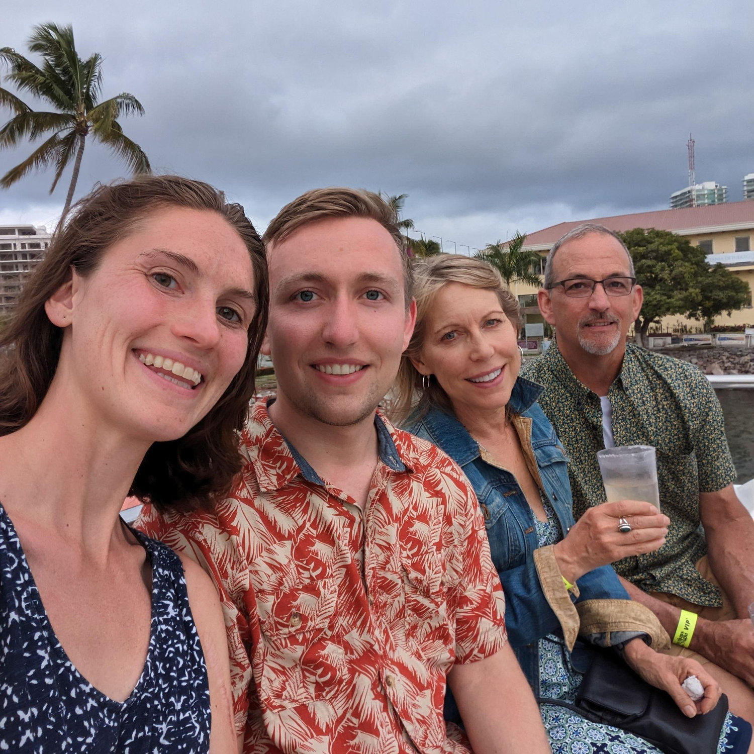 Puerto Vallarta, MX with Lucas' parents Mike and Christine. We got VERY SILLY on this evening cruise.