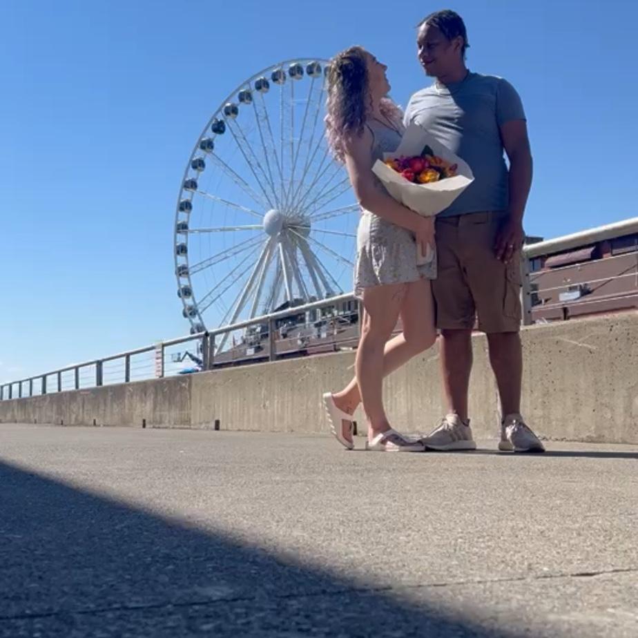 Flowers and ferris wheels