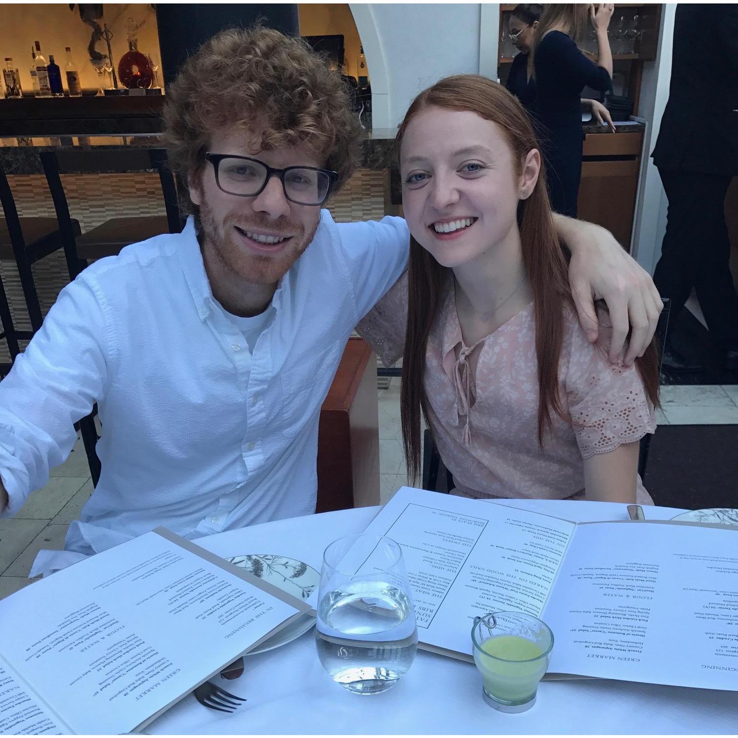 Our first dinner with the Rowe family and one of our first photos together.