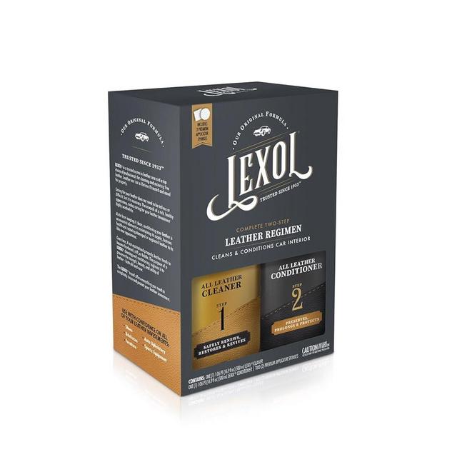 Lexol Leather Care Kit Conditioner and Cleaner, Use on Car Leather, Furniture, Shoes, Bags and Accessories, Trusted Leather Care Since 1933, Quick & Easy 2-Step Regimen, 16.9 oz Bottles Plus 2 Sponges,Black