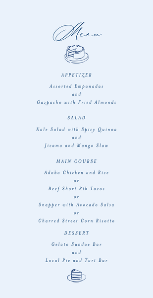 Elodie | Dark Blue | Zola Wedding Menus