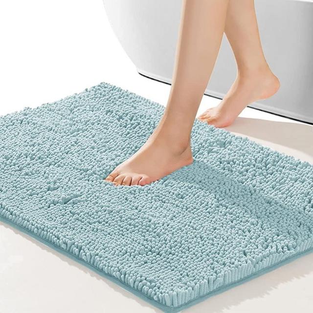 SONORO KATE Bathroom Rug,Non-Slip Bath Mat,Soft Cozy Shaggy Durable Thick Bath Rugs for Bathroom,Easier to Dry, Plush Rugs for Bathtubs, Rain Showers and Under The Sink (Spa Blue, 32"×20")