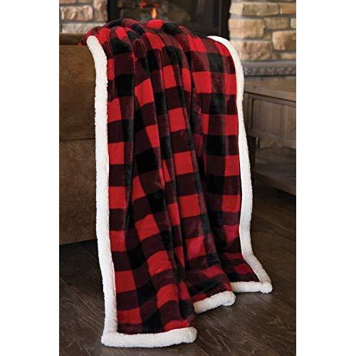 Carstens, Inc Lumberjack Red Plaid Plush Throw Blanket, 54" x 68"