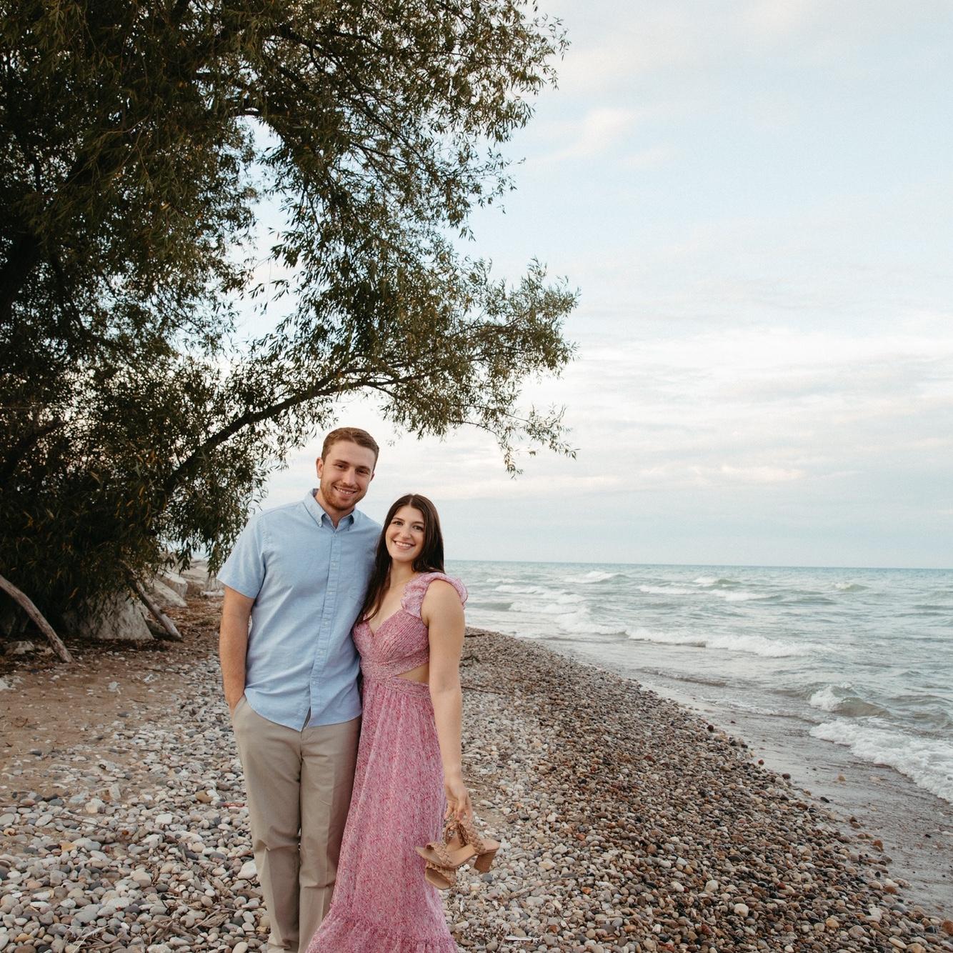 Some of our engagement photos at the Wind Point Lighthouse