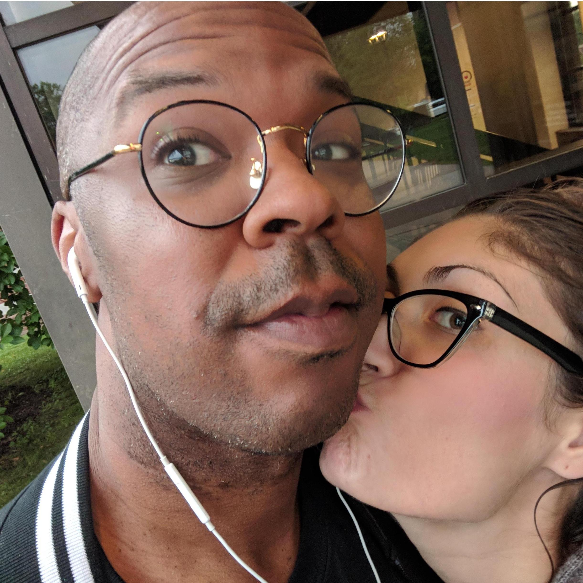 Sleepy goofiness while we waited to book the wedding venue at the crack of down! :-)