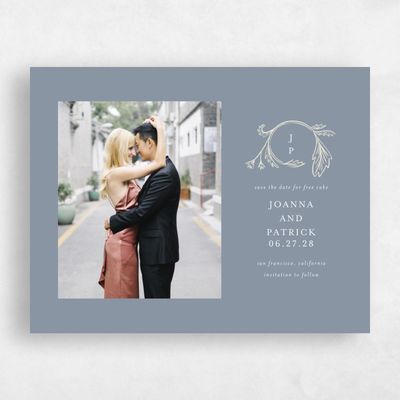 Periwinkle Gray, Grey Wedding Save the Date - Desrosiers Photo