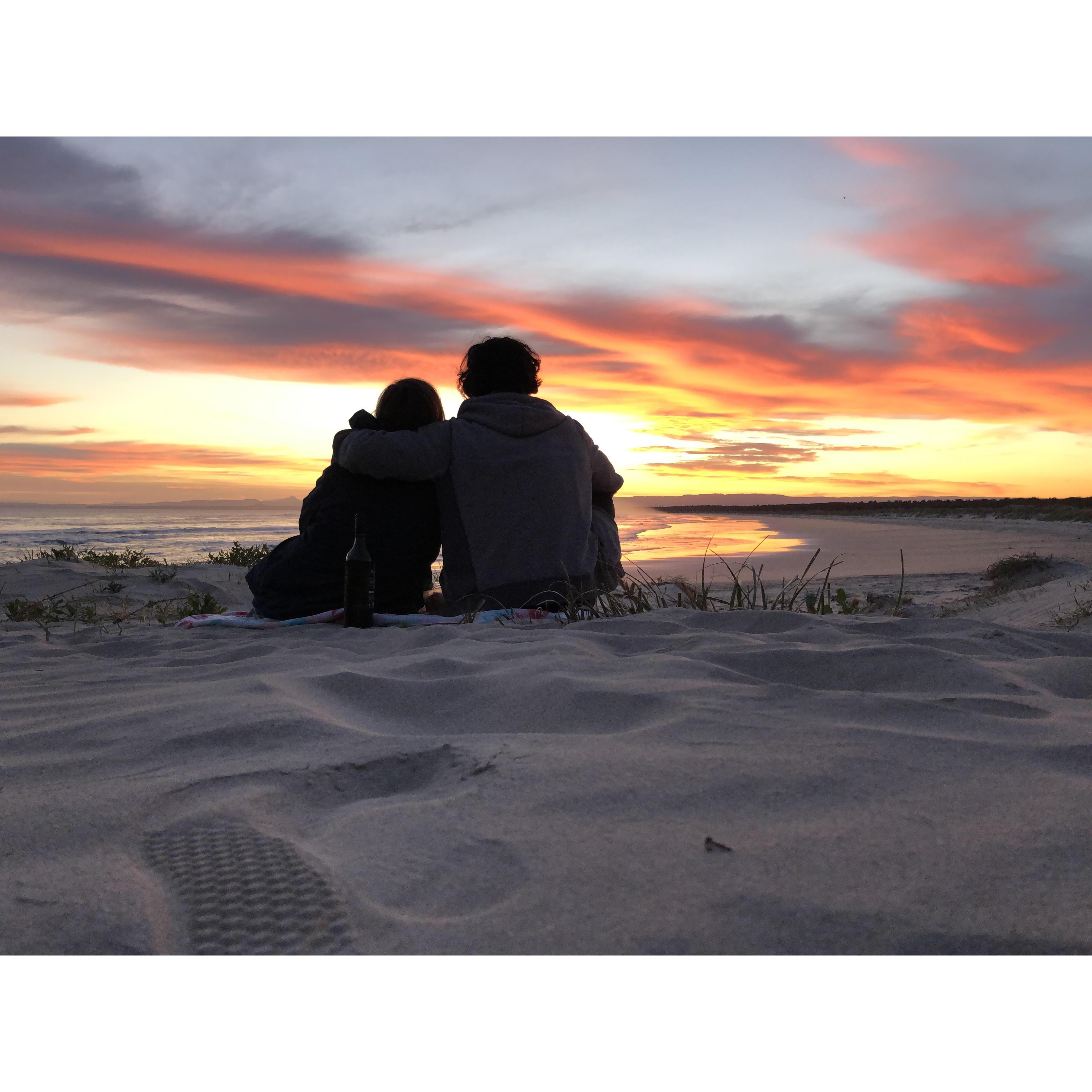 Sunsets at cave's beach