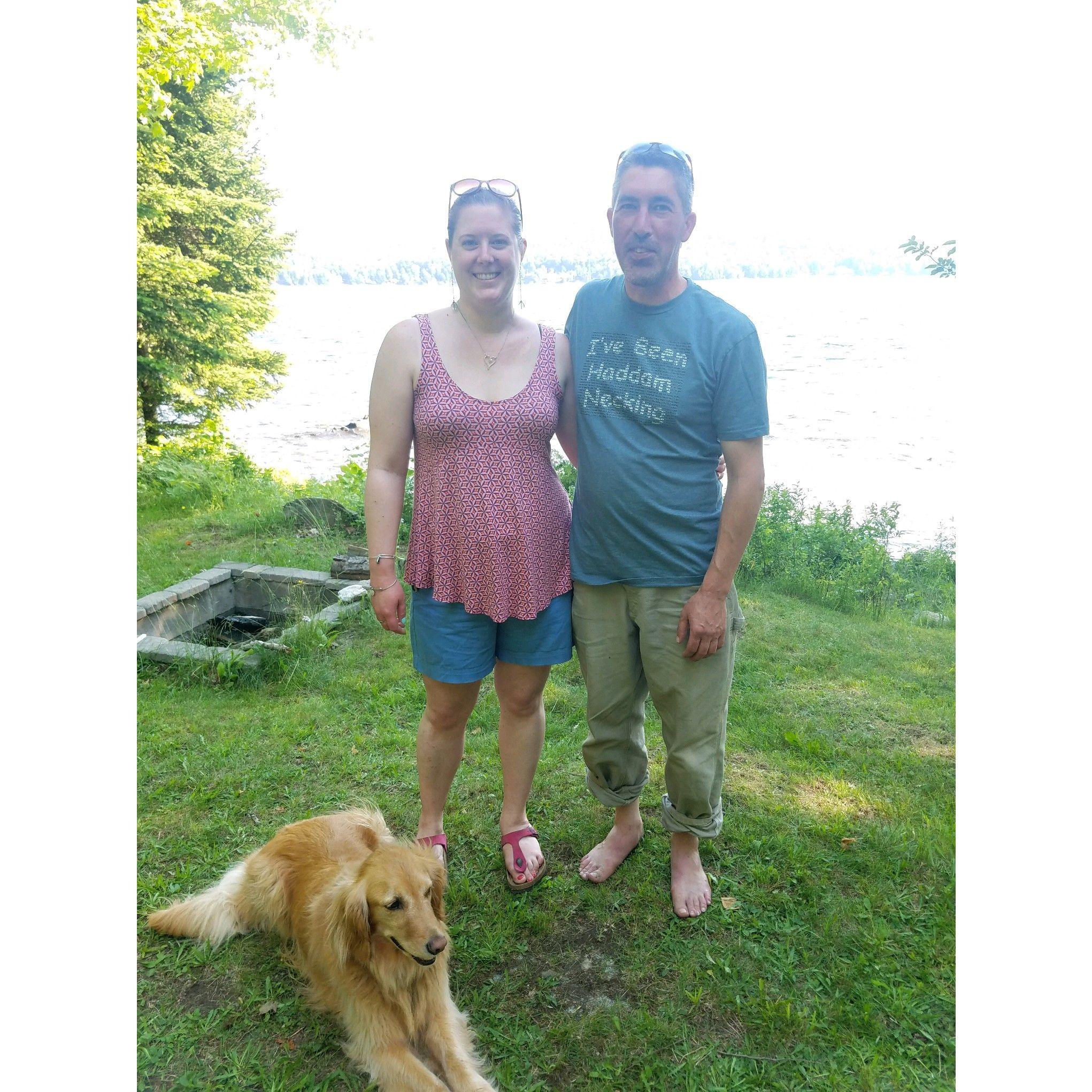At our favorite place:  Camp.  With our first "baby"