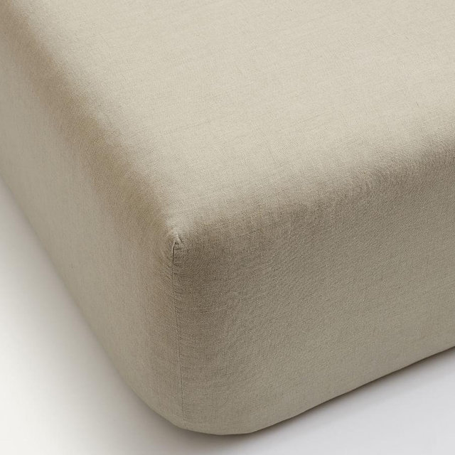 Dark Flax Belgian Flax Linen Sheet Set Fitted Sheet, King