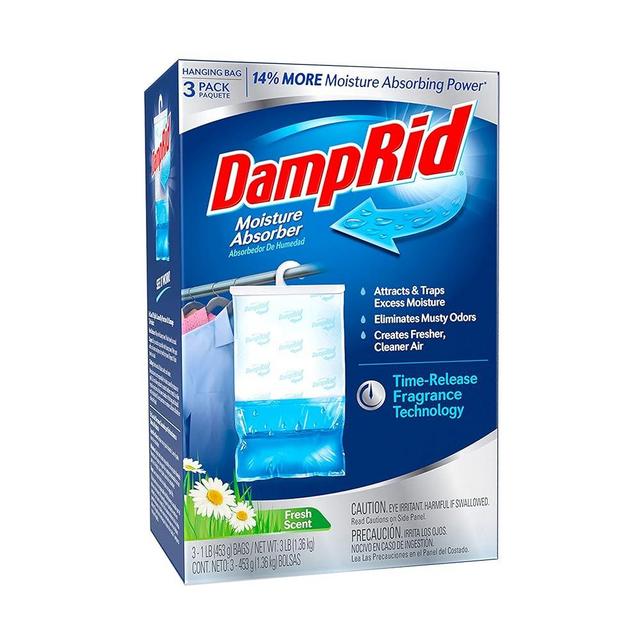 DampRid Fresh Scent Hanging Moisture Absorber, 1 Pound (Pack of 3) - Eliminates Musty Odors for Fresher, Cleaner Air, Ideal for Closet, 14% More Moisture Absorbing Power*- Blue
