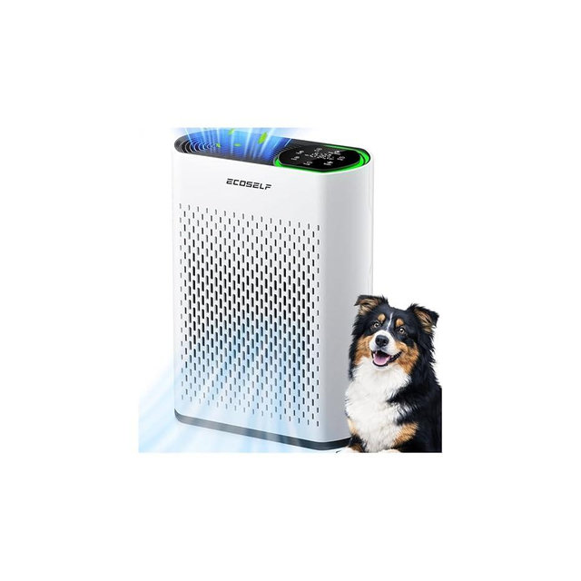 Air Purifier for Large Room, Cleans 2,400 ft² in 30 Mins, 3-Stage True HEPA, 360° Airflow, Large Touch Display Control, Real-Time Air Quality (PM2.5) Display, Ultra-Quiet 20dB Sleep Mode, HAP602 White
