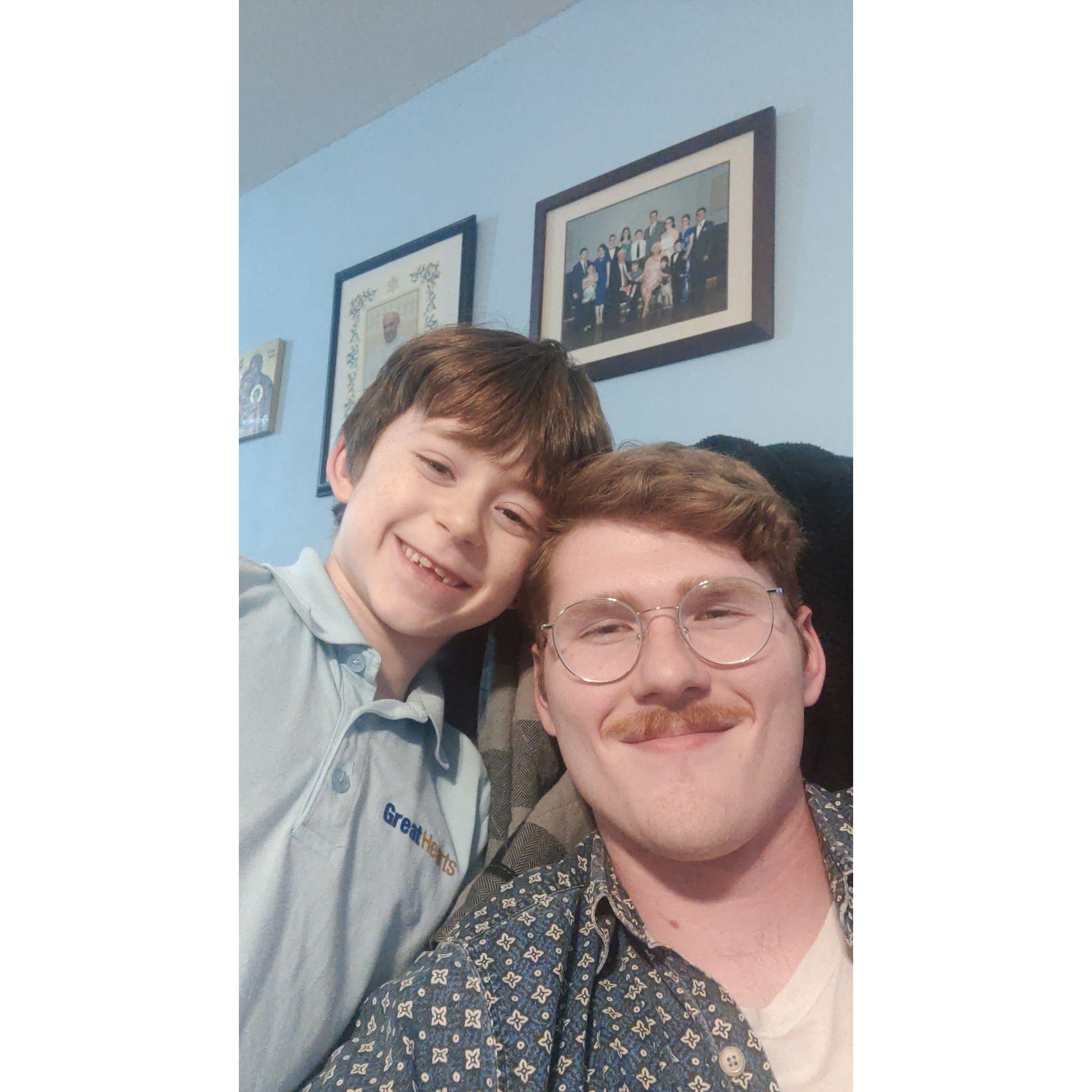 David with youngest brother Luke during Christmas break