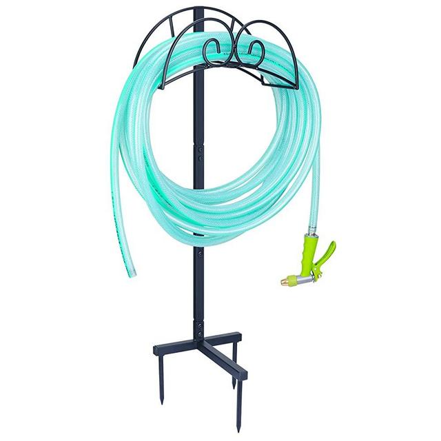 Garden Hose Holder,Water Hose Stand for Outside, Freestanding Hose Storage Rack for Outdoor, Heavy Duty Metal Hose Hanger, Black
